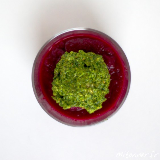 Verrine de betterave au pesto de roquette